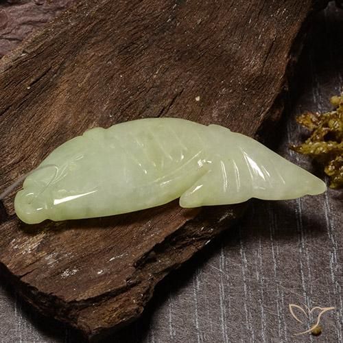 Jadeite Gemstone in 40.5 x 14.7 mm Size for Sale, Jadeite Stone in Greenish Yellow Color