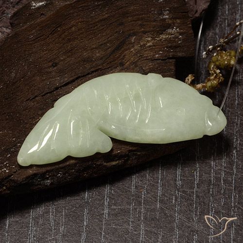 28.12 ct Green Jadeite, 40.5 x 14.7 mm Carved From Myanmar, Photo A