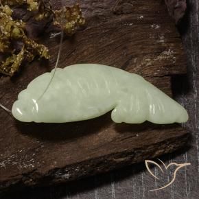 28.12 ct Green Jadeite Stone, Natural Jadeite in Carved Fish with Hole Shape for Sale