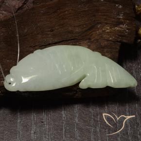 28.99 ct Green Jadeite Stone, Natural Jadeite in Carved Fish with Hole Shape for Sale