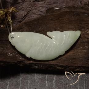 31.73 ct Green Jadeite Stone, Natural Jadeite in Carved Fish with Hole Shape for Sale