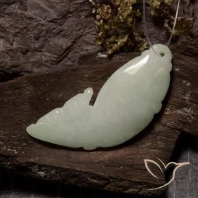 Jadeite Gemstone in 39.8 x 15.9 mm Size for Sale, Jadeite Stone in Grayish Green Color