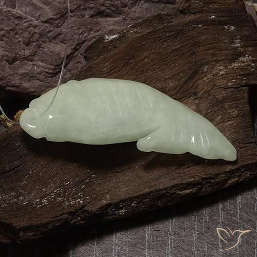 Jadeite Gemstone in 41.6 x 16.4 mm Size for Sale, Jadeite Stone in Medium Green Color