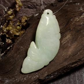 27.85 ct Green Jadeite Stone, Natural Jadeite in Carved Fish with Hole Shape for Sale