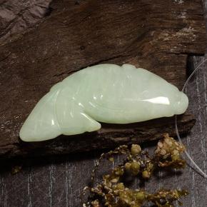 Jadeite Gemstone in 37.3 x 16 mm Size for Sale, Jadeite Stone in Grayish Green Color