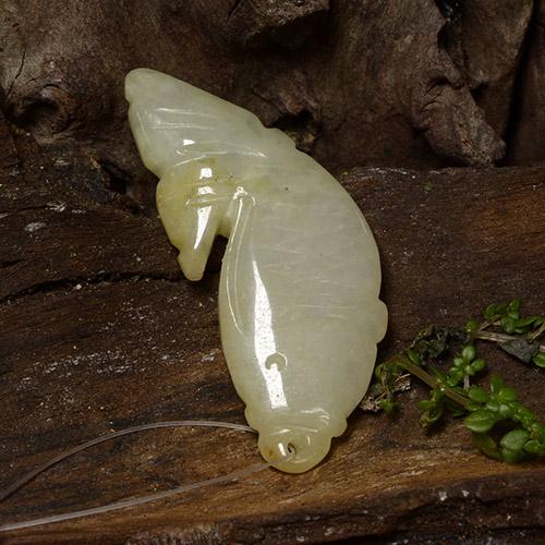 Jadeite Gemstone in 37.7 x 16.1 mm Size for Sale, Jadeite Stone in Greenish Yellow Color