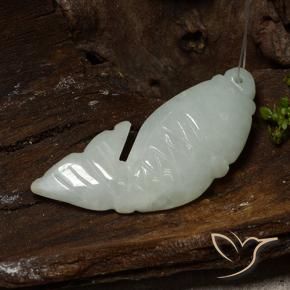 31.32 ct Green Jadeite Stone, Natural Jadeite in Carved Fish with Hole Shape for Sale