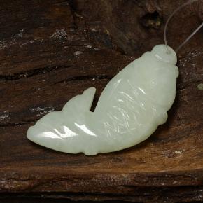 27.18 ct Green Jadeite Stone, Natural Jadeite in Carved Fish with Hole Shape for Sale