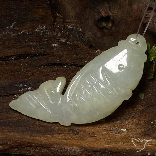 26.70 ct Yellow Jadeite Stone, Natural Jadeite in Carved Fish with Hole Shape for Sale