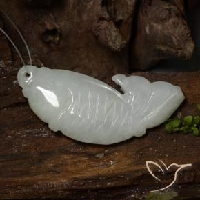 Jadeite Gemstone in 38.4 x 14.9 mm Size for Sale, Jadeite Stone in Grayish White Color