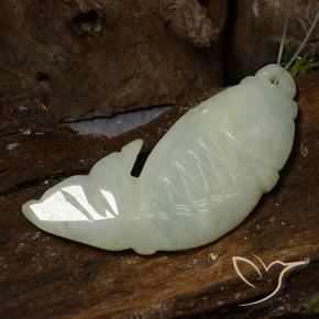 31.18 ct Green Jadeite Stone, Natural Jadeite in Carved Fish with Hole Shape for Sale
