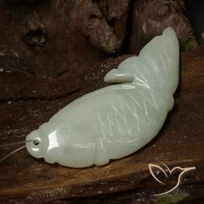 Jadeite Gemstone in 39.6 x 15 mm Size for Sale, Jadeite Stone in Grayish Green Color