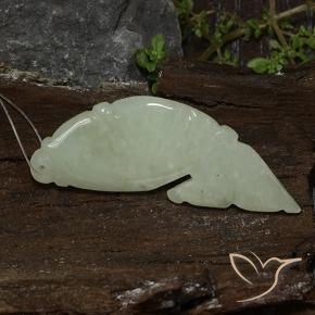 30.94 ct Green Jadeite Stone, Natural Jadeite in Carved Fish with Hole Shape for Sale