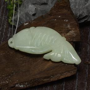 30.08 ct Green Jadeite Stone, Natural Jadeite in Carved Fish with Hole Shape for Sale