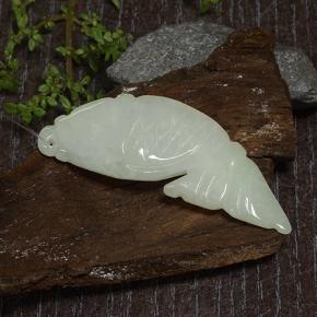Jadeite Gemstone in 40.1 x 15.4 mm Size for Sale, Jadeite Stone in Grayish Green Color