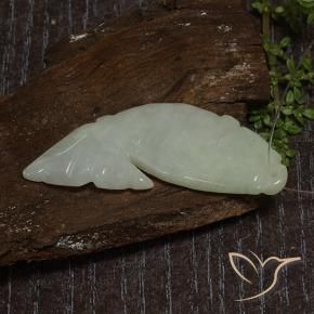 26.69 ct Green Jadeite Stone, Natural Jadeite in Carved Fish with Hole Shape for Sale