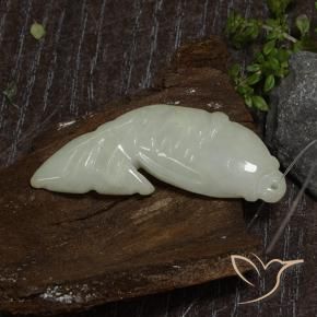 40.04 ct Green Jadeite Stone, Natural Jadeite in Carved Fish with Hole Shape for Sale