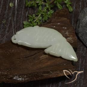 Jadeite Gemstone in 42.7 x 16 mm Size for Sale, Jadeite Stone in Grayish Green Color