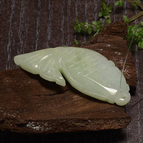 Jadeite Gemstone in 41.5 x 15.1 mm Size for Sale, Jadeite Stone in Light Green Color