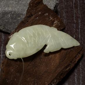 Jadeite Gemstone in 41.2 x 14.7 mm Size for Sale, Jadeite Stone in Warm Light Green Color