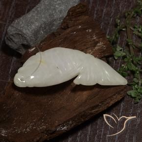 29.96 ct White Jadeite Stone, Natural Jadeite in Carved Fish with Hole Shape for Sale
