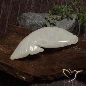 Jadeite Gemstone in 43.2 x 14.7 mm Size for Sale, Jadeite Stone in Grayish White Color