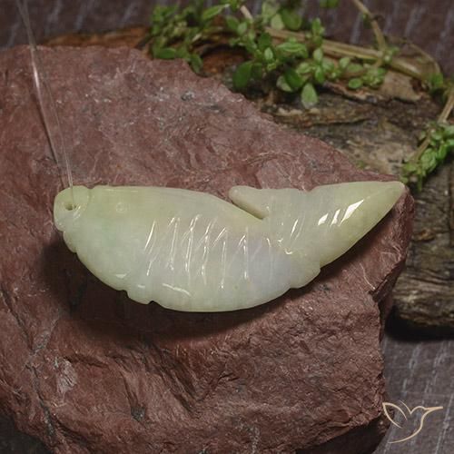 29.72 ct Yellow Jadeite Stone, Natural Jadeite in Carved Fish with Hole Shape for Sale