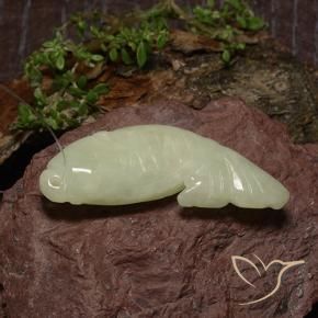 Jadeite Gemstone in 40 x 14.4 mm Size for Sale, Jadeite Stone in Medium Yellow-Green Color