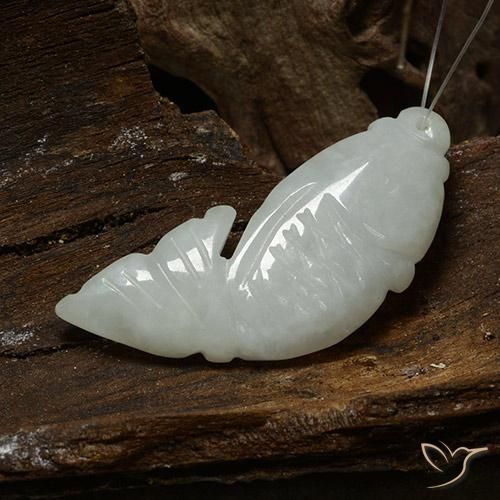 30.39 ct White Jadeite Stone, Natural Jadeite in Carved Fish with Hole Shape for Sale