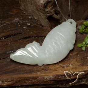28.92 ct White Jadeite Stone, Natural Jadeite in Carved Fish with Hole Shape for Sale
