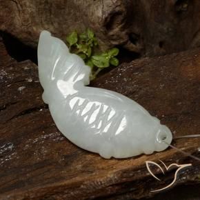 Jadeite Gemstone in 37.5 x 14 mm Size for Sale, Jadeite Stone in Grayish White Color