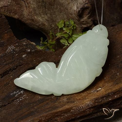 27.95 ct Green Jadeite Stone, Natural Jadeite in Carved Fish with Hole Shape for Sale