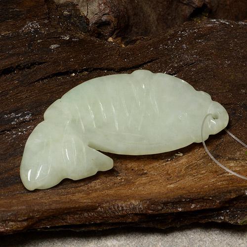 Jadeite Gemstone in 39.2 x 16.6 mm Size for Sale, Jadeite Stone in Grayish Green Color