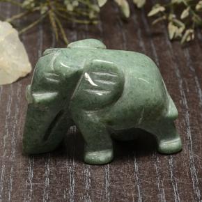 140.74 ct Green Jadeite Stone, Natural Jadeite in Carved Elephant Shape for Sale