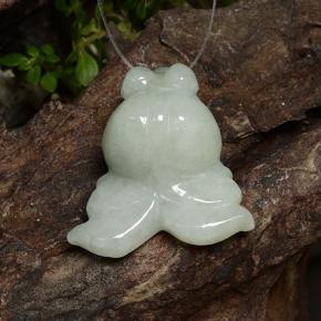 31.75 ct White Jadeite Stone, Natural Jadeite in Carved Fish with Hole Shape for Sale