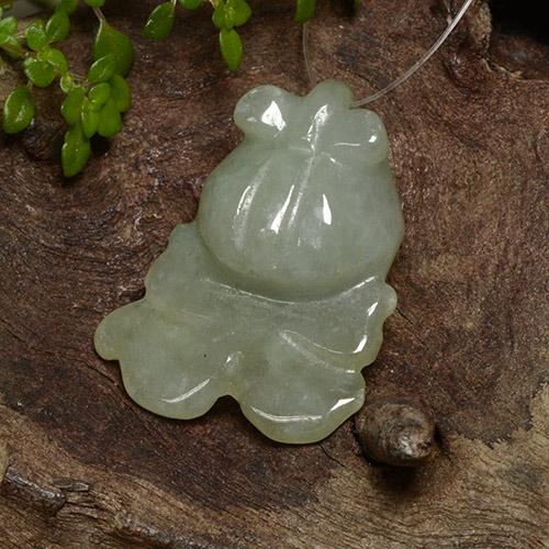 24.53 ct Green Jadeite Stone, Natural Jadeite in Carved Fish with Hole Shape for Sale