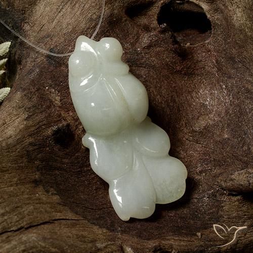 33.92 ct Green Jadeite Stone, Natural Jadeite in Carved Fish with Hole Shape for Sale