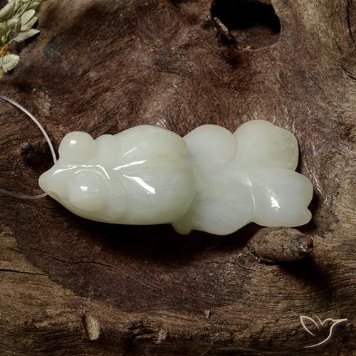 Jadeite Gemstone in 35.2 x 15.8 mm Size for Sale, Jadeite Stone in Grayish Green Color