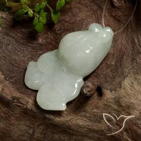 31.71 ct Green Jadeite Stone, Natural Jadeite in Carved Fish with Hole Shape for Sale