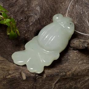 28.04 ct Green Jadeite Stone, Natural Jadeite in Carved Fish with Hole Shape for Sale