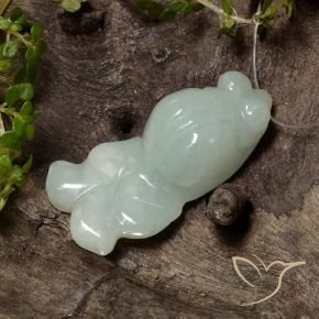Jadeite Gemstone in 30.1 x 14.6 mm Size for Sale, Jadeite Stone in Light Grey Green Color