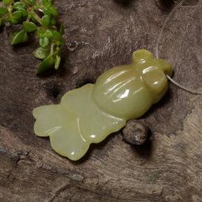 18.42 ct Green Jadeite Gemstone, Jadeite Gem in Carved Fish with Hole Shape for Sale.