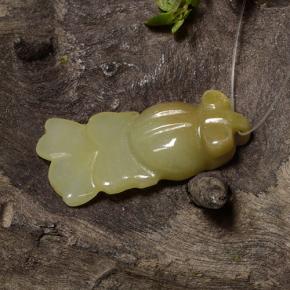 Jadeite Gemstone in 29.7 x 13.3 mm Size for Sale, Jadeite Stone in Yellowish Green Color