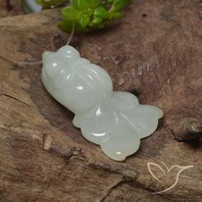 24.41 ct Green Jadeite Stone, Natural Jadeite in Carved Fish with Hole Shape for Sale