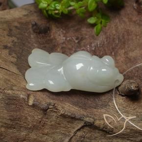 Jadeite Gemstone in 28.3 x 16.8 mm Size for Sale, Jadeite Stone in Grayish Green Color