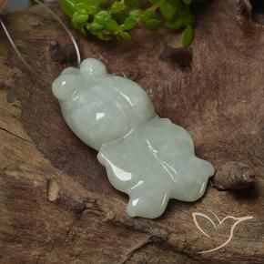 21.69 ct Green Jadeite Stone, Natural Jadeite in Carved Fish with Hole Shape for Sale