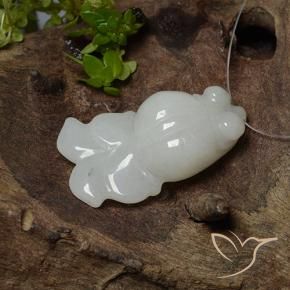 29.07 ct White Jadeite Stone, Natural Jadeite in Carved Fish with Hole Shape for Sale
