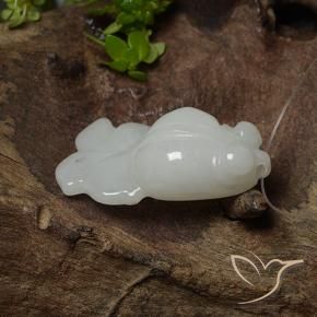 Jadeite Gemstone in 29.4 x 16.1 mm Size for Sale, Jadeite Stone in Grayish White Color