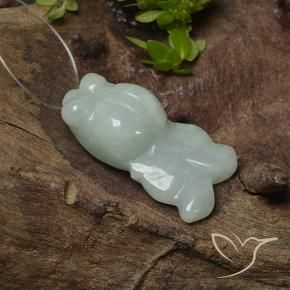 22.80 ct Green Jadeite Stone, Natural Jadeite in Carved Fish with Hole Shape for Sale