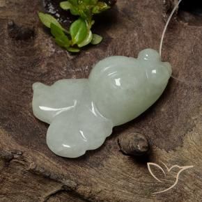 29.81 ct Green Jadeite Stone, Natural Jadeite in Carved Fish with Hole Shape for Sale
